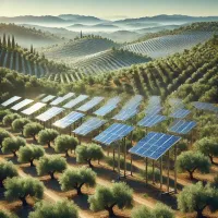 olive grove with solar panels